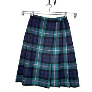 VTG Laird-Portch Scotland Tartan Plaid Wool Pleated Skirt preppy Sz 14